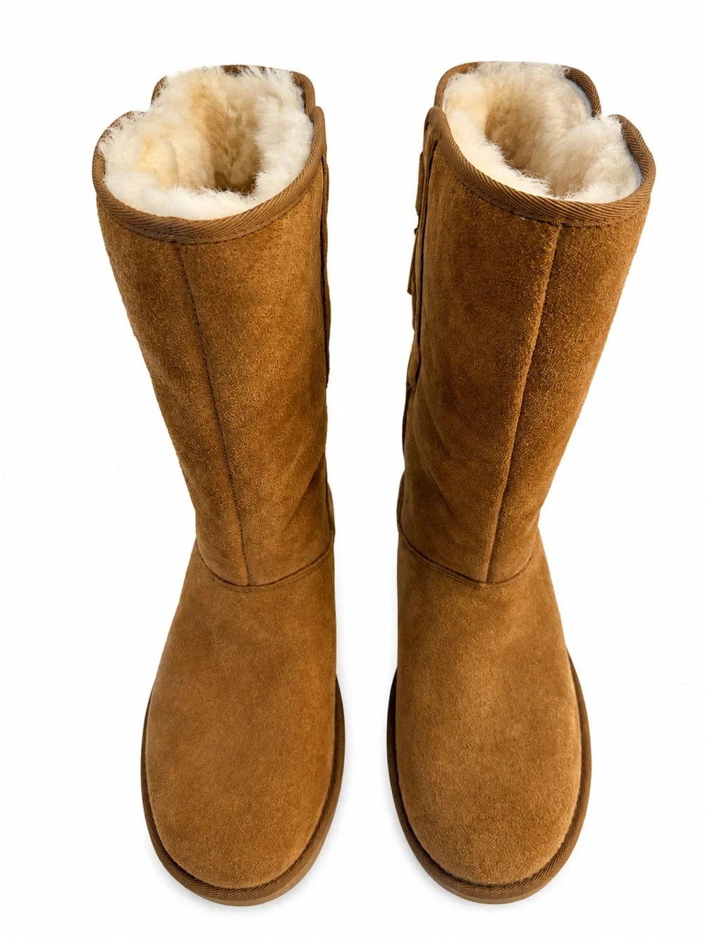 UGG Allegra Bow II Suede Sheepskin Chestnut Brown Winter Boots Size 7 NWOT